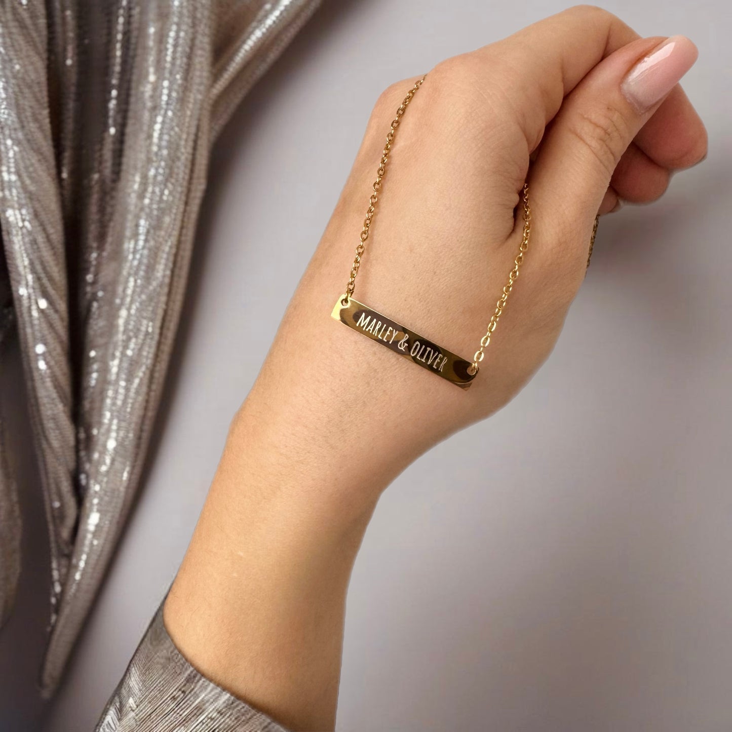 LARGE BAR TEXT NECKLACE