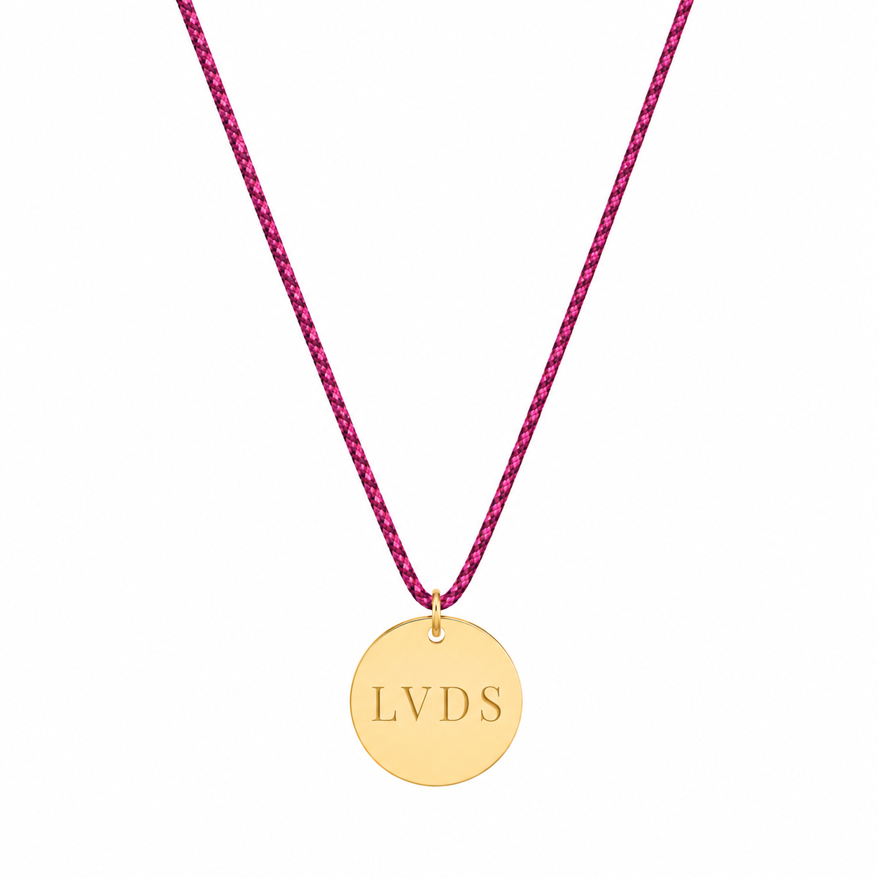 Coin text cord necklace