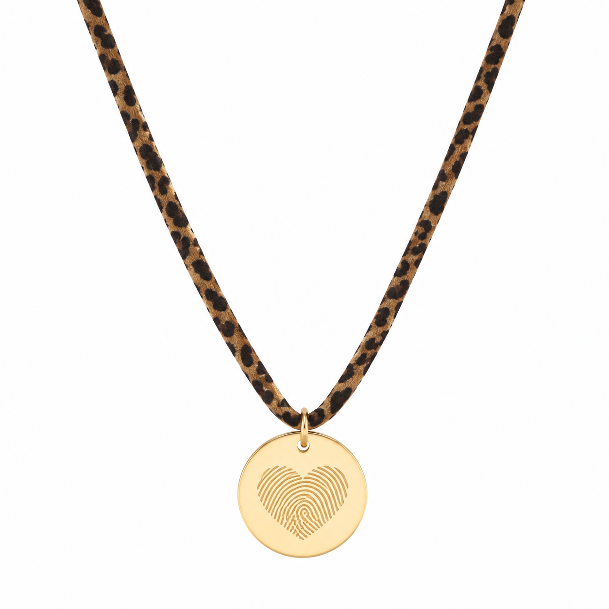 Coin fingerprint cord necklace