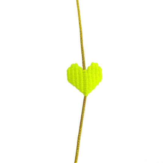 NEON YELLOW BOHO HEART BRACELET