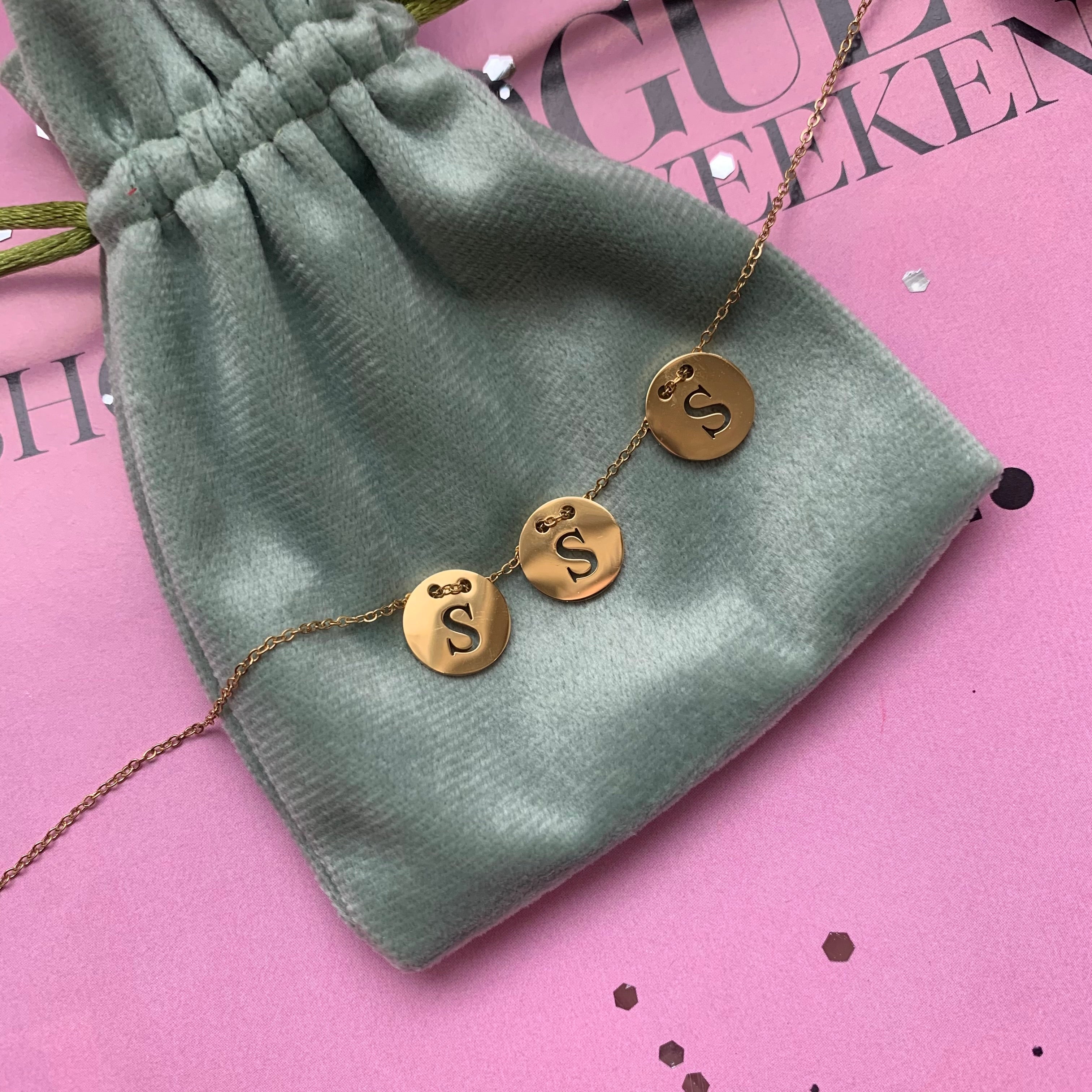 Letter disc necklace