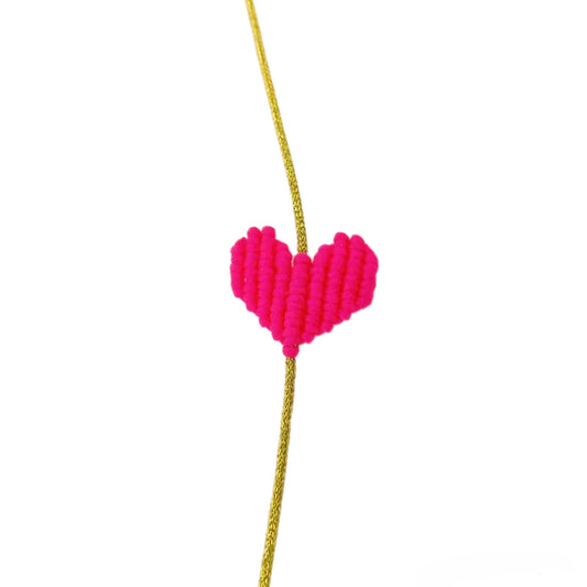 NEON PINK BOHO HEART BRACELET