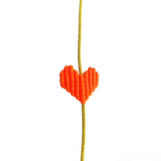 NEON ORANGE BOHO HEART BRACELET