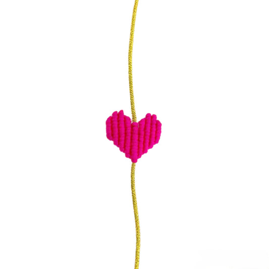 DARK PINK BOHO HEART BRACELET