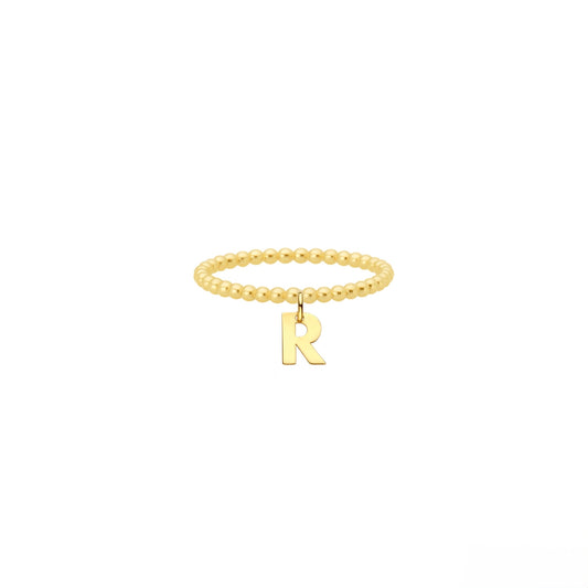 14KT LETTER CHARM RING