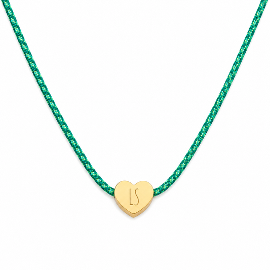Mini heart text cord necklace