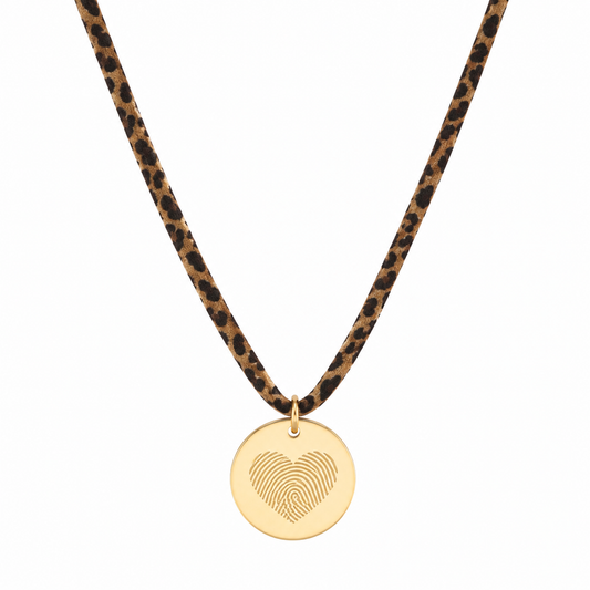 Coin fingerprint cord necklace
