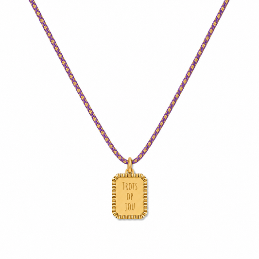 Label signature cord necklace
