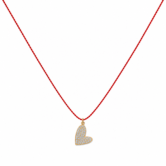 Nylon sparkly heart necklace