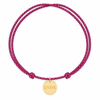 Coin text cord necklace