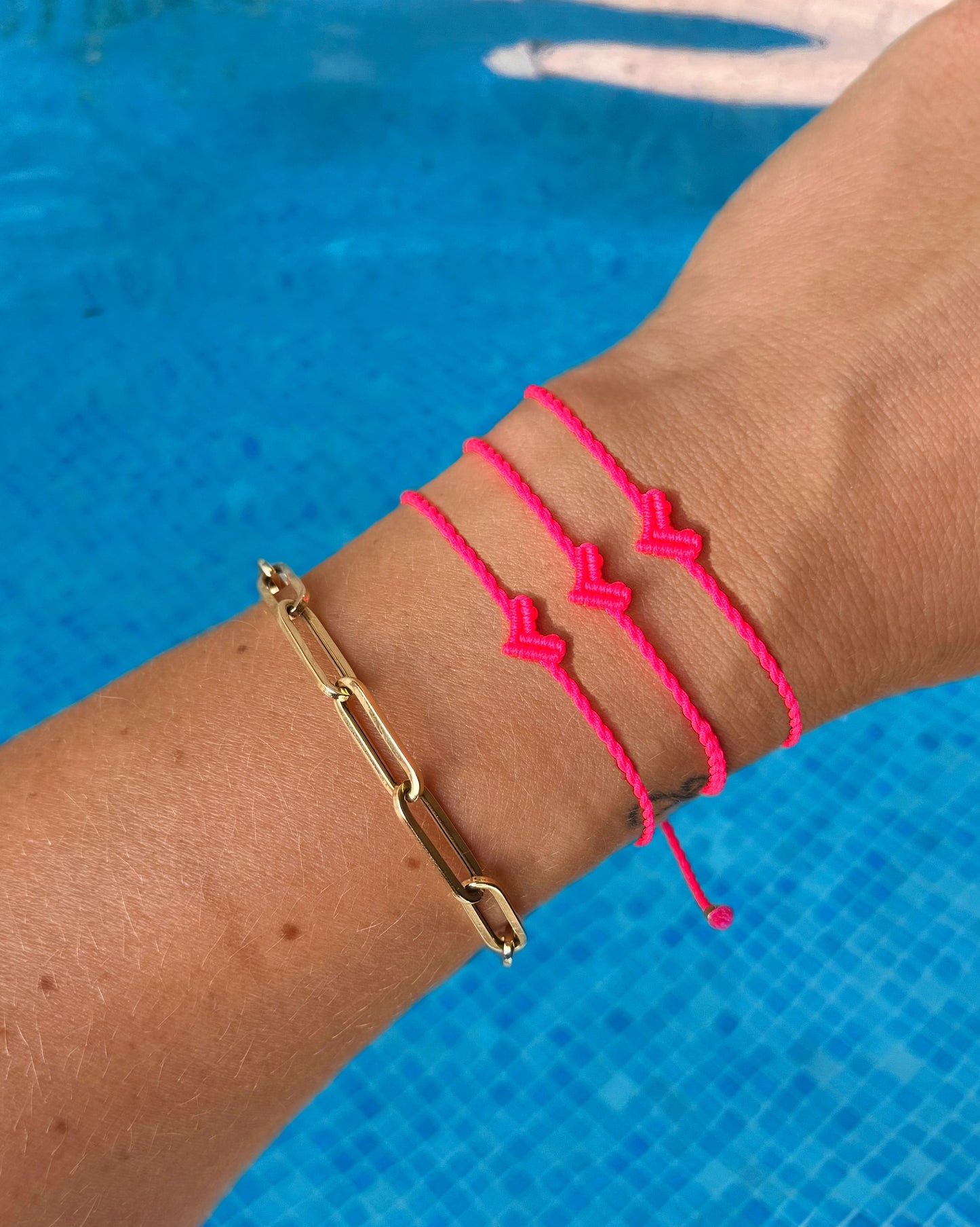 NEON PINK LUCKY HEART BRACELET